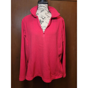 Lands End Sz L 14-16 Girls Berry Pink Fleece 3/4 Zip Pullover Jacket Women's‎ S